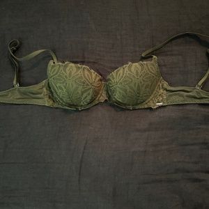Pink by Victorias Secret Army Green Lace Push-up Bra